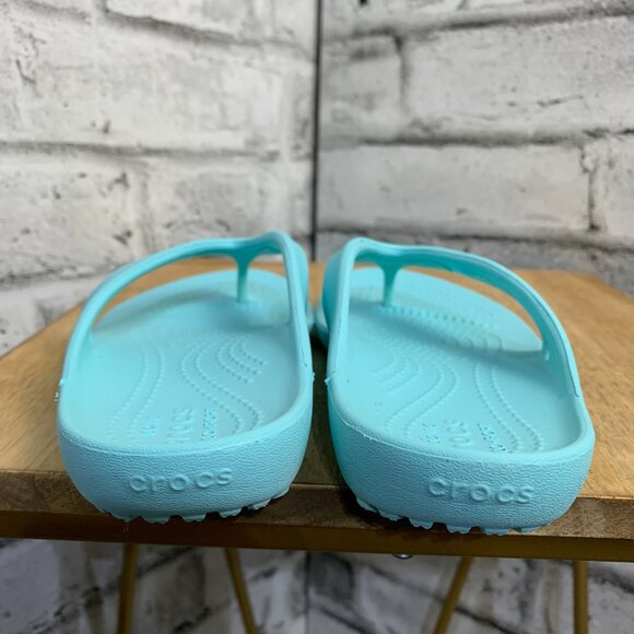 Crocs Kadee II Flip Flops W 4 Aqua Blue Beach Vacation Outdoor Thong Sandals - Picture 6 of 8